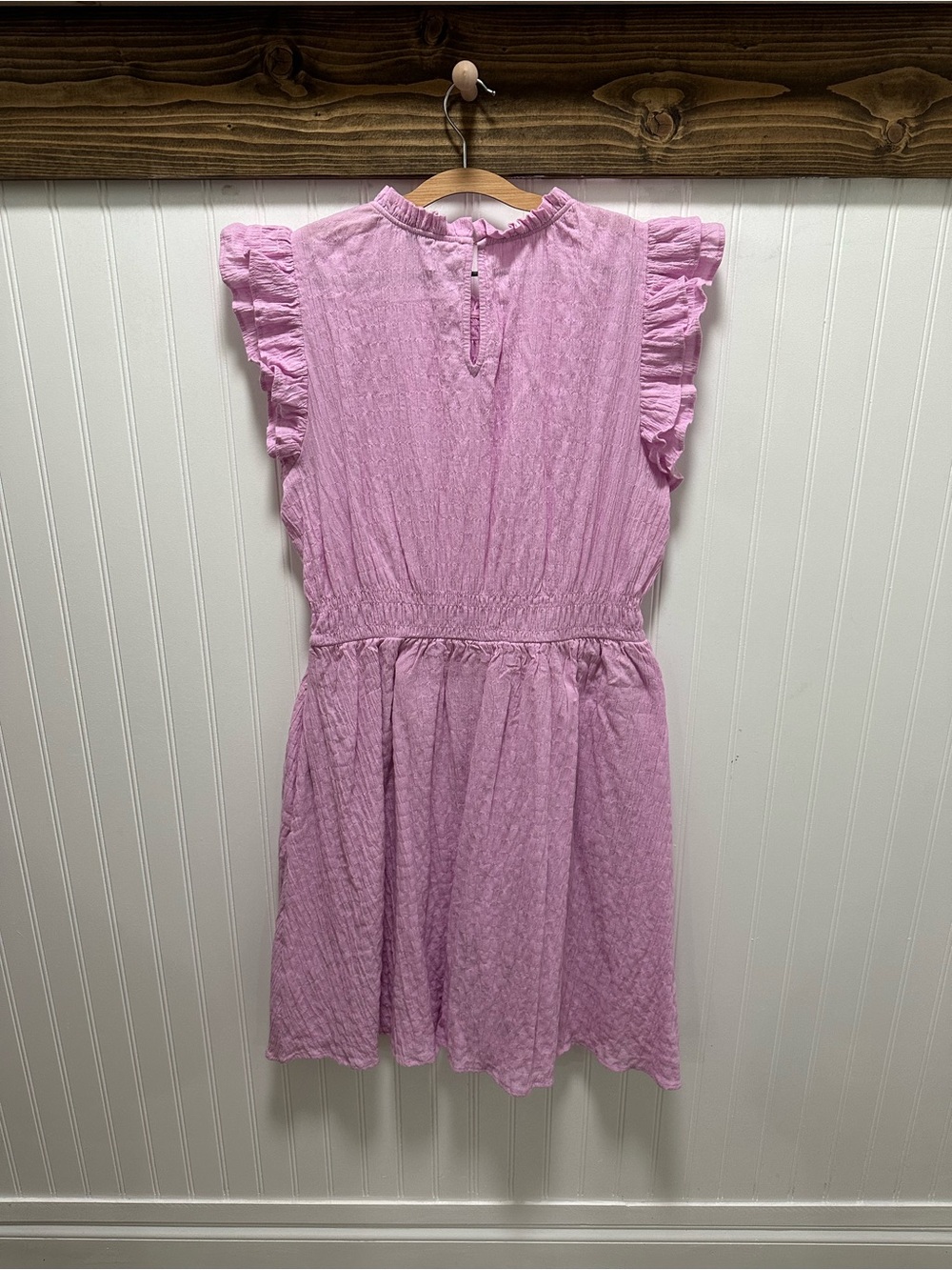 J. Crew Factory Gauzy Lavender-Pink Ruffle Sleeve Midi Dress Sz L - Picture 2 of 7